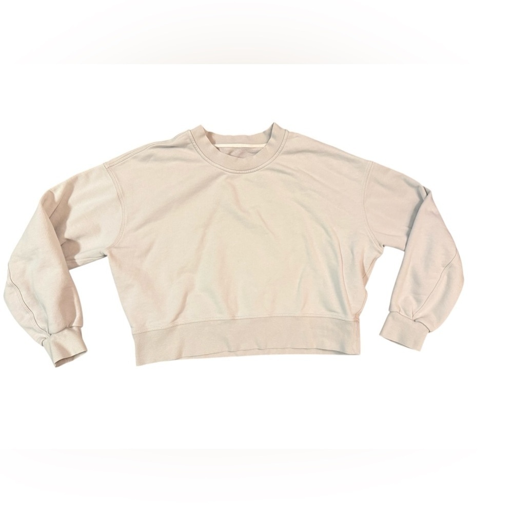 LuluLemon Perfectly Oversized Cropped Crew French Terry In White Opal Size Small - Picture 4 of 9